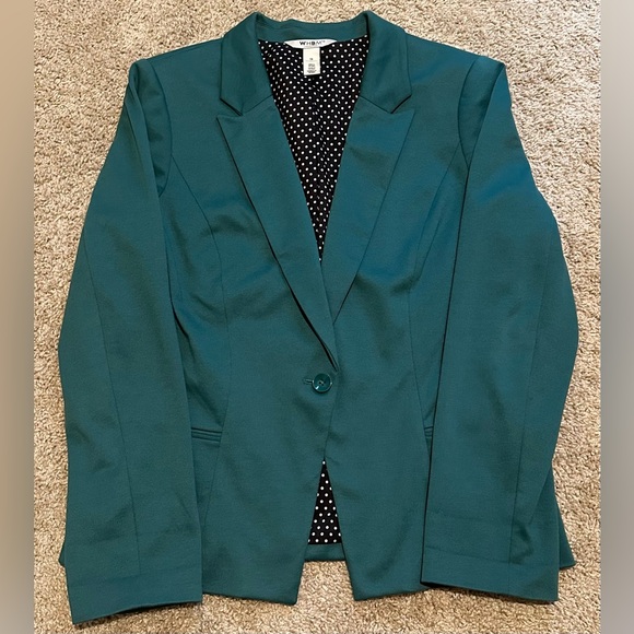 White House Black Market Jackets & Blazers - WHBM Teal Green Everyday Knit Blazer Jacket Size 14  White House Black Market